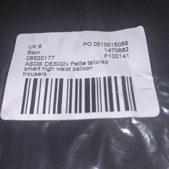 ASOS‎ Petite Smart High Waist Balloon Pants. Black. 2P - Picture 7 of 11